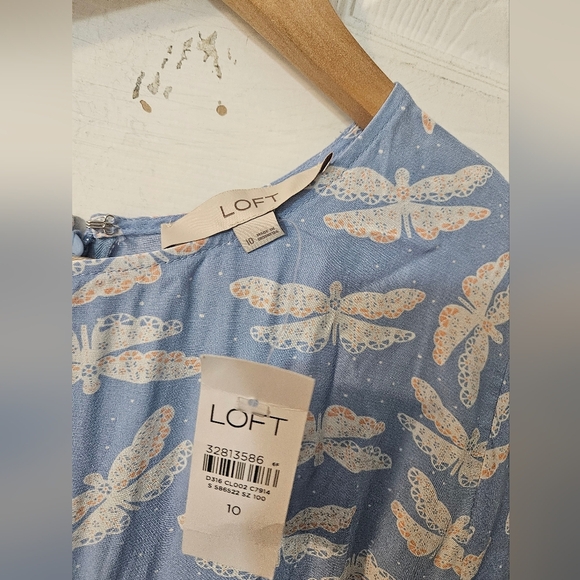 NWT LOFT Butterfly Flutter Sleeve Midi Dress - Picture 4 of 7